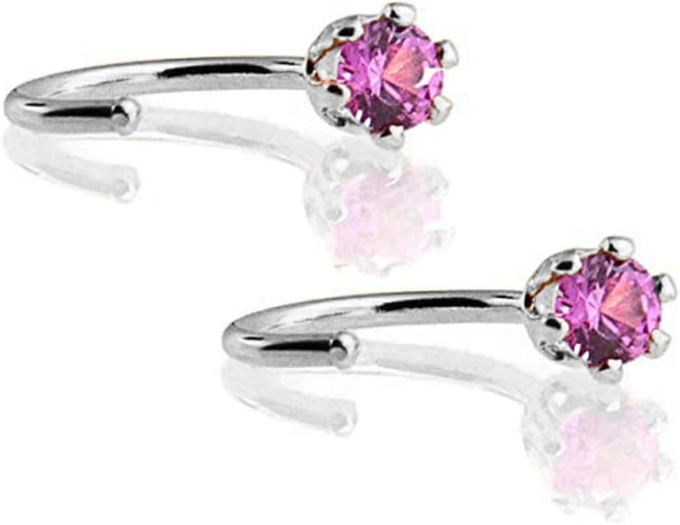 Sterling Silver Half Huggie Hoop Piercing Earrings for Women and Girls, Hypoallergenic Hug Cartilage Earring Studs