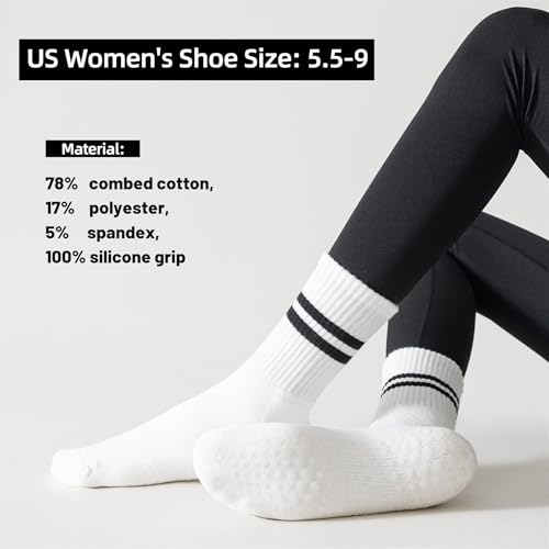 Flydo 3 Pack Pilates Socks with Grips for Women - Grip Socks for Yoga, Barre, Ballet & Dance Workout4