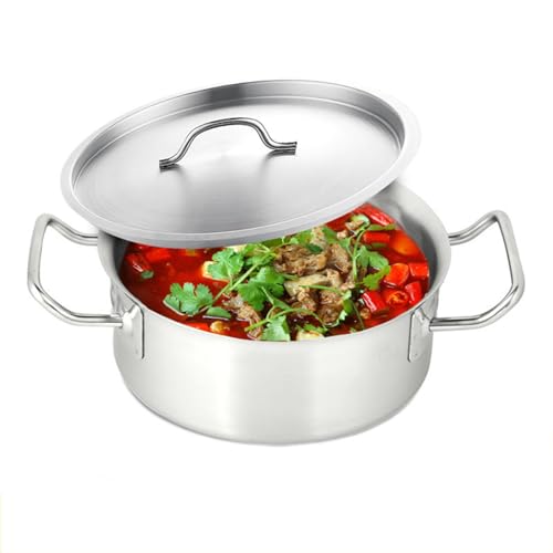 Olla de Acero Inoxidable 304 con Tapa, clásica, Profunda, Antiadherente, para Pasta, de Gran Capacidad, Compatible con Todo Tipo de Estufas, 32 cm