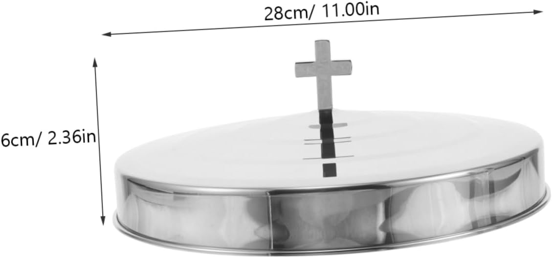 SHOWERORO Metal Communion Plate Elegant Stainless Steel Dish for Church Services Versatile Communion Tray for Bread Religious Ceremonies