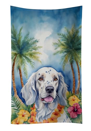 Caroline's Treasures English Setter Luau Kitchen Towel Dish Cloths Guest Hand Towel Decorative Bathroom Towel for Face,Tea, Dishcloth, Kitchen and Bath