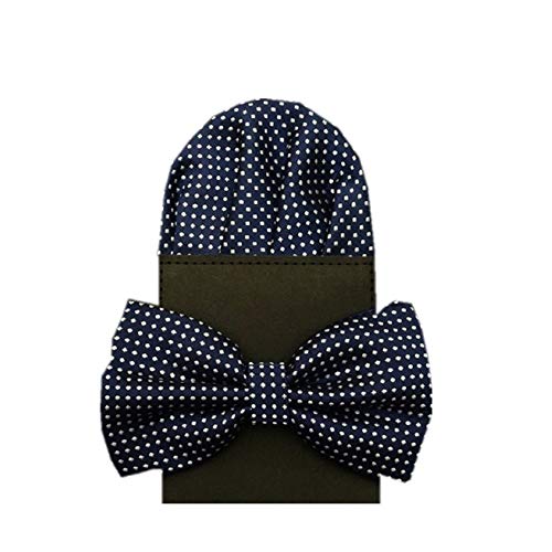 Set clásico de corbata de moño y pañuelo blanco con patrón floral miniatura 1