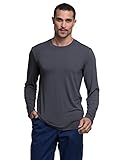 Cherokee Scrubs Men’s Long Sleeve Underscrub Knit Tee,Crew Neck, Stretch Durable Layering Shirt for Medical Uniforms Plus Size - WW700, 2XL, Pewter