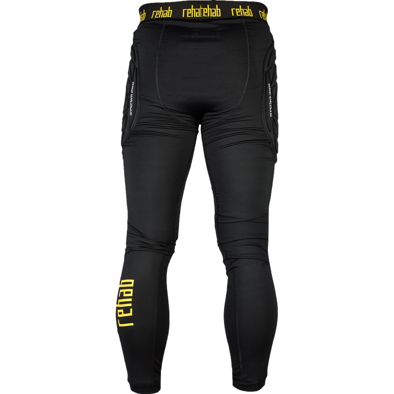 Rehab Lange Torwarthose, Unterziehhose, schwarz, gepolstert an Hüfte und Knie, Atmungsaktiv und mit elastischem Bund, Torwarttrainingshose, Größe: XXL