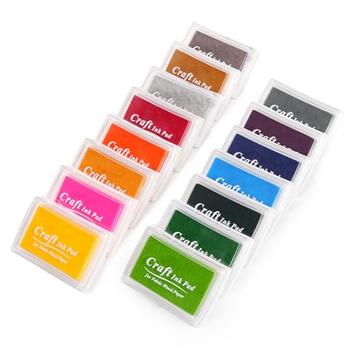 SPOTJINNYUU 15 Color Craft Ink Pad for Stamps, Paper, Wood Fabric,Craft Ink Pad for DIY Stamps on Paper Wood Fabric