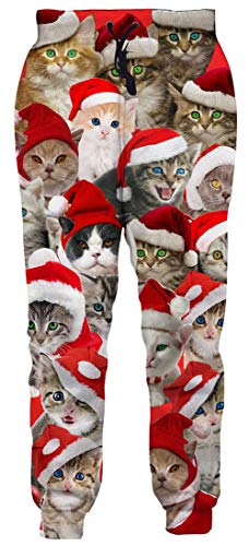 Goodstoworld Cool Sweatpants Women 3D Print Joggers Mens Long Trouser Xmas Cats Jogging Pants Big and Tall Athletic Gym Sweat Pant for Youth Boys Teen Girls, Medium