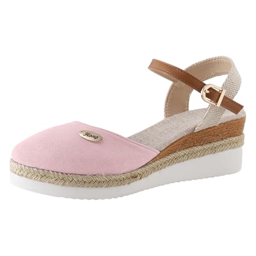 Sandales compensées femme confortables bout ouvert et boucle #158