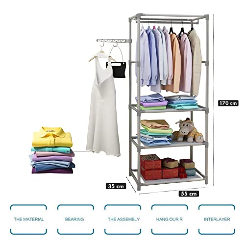 Image of COROID Digital Printed Multipurpose 6 Shelve Wardrobe,Foldable,Collapsible Fabric Wardrobe Organizer for Clothes Drawers Portable Wardrobe Clothing Space Saving Wardrobe (3-Layer, Grey)