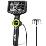 Anykit Dual-Lens Two-Way Articulating Borescope, Inspection Camera with 0.33in Articulated Snake Camera, 5-inch HD Screen Industrial Endoscope with 8 Lights, for Automotive DIY Mechanics - 5FT