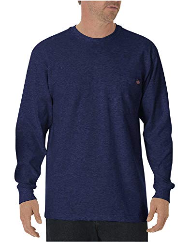 Dickies mens Big & Tall Long-Sleeve Heavyweight Crew-Neck T-Shirt, Deep Blue, 3X-Large