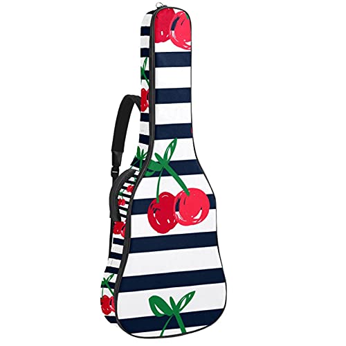 Housse guitare basse rayée rouge blanc et bleu avec boucle d'attache