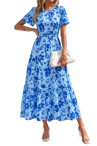 Image of PRETTYGARDEN Women's Casual Smocked Boho Floral A-Line Maxi Dress 2026