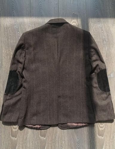 ONAXTDA Mens Striped Blazer Jacket with Elbow Patch Single Breasted Notch Lapel Sport Coat for Business Wedding2