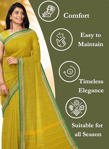 Image of Women's Chettinad Cotton Sarees | Handloom Saree with Blouse | Pure Cotton Sarees for Women Daily use and All Occasion Wear| Soft, Comfort Cotton Saree