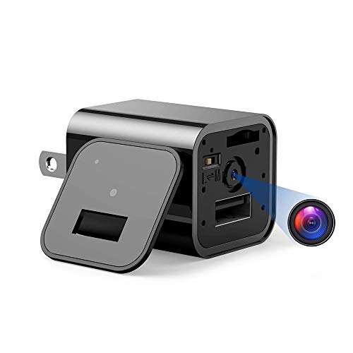 隠しカメラ スパイカメラ ACアダプター型 1080P 高画質 ループ録画 動体検知 32GBカード付き 長時間録画 音声付き 防犯監視 ブラック