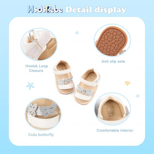 Image of HsdsBebe Baby Girls Sandals Bohemia Flower Bow Soft Sole Toddler First Walkers Beach Summer Shoes