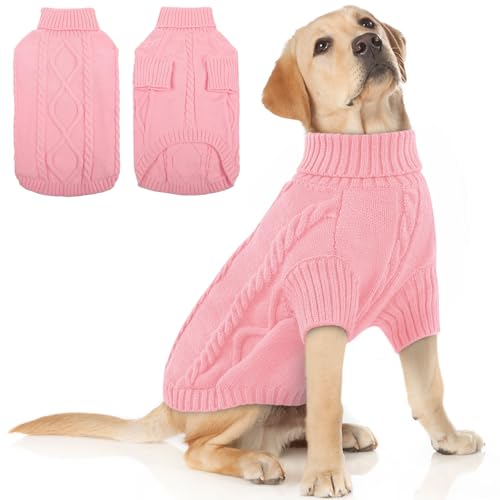 Image of Queenmore XXL Dog Sweater,Classic Knit Big Dog Christmas Sweater Turtleneck