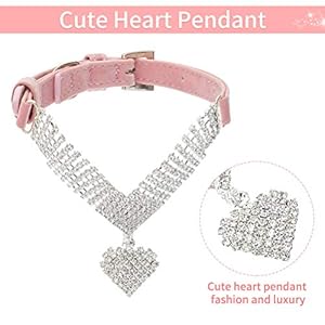 Expawlorer dog collar rhinestone necklace  cute sparkling pet collar for girl dogs and cats soft crystal cat collar neck decoration adjustable for small medium large breed sizes pink s   cucciolini doodles