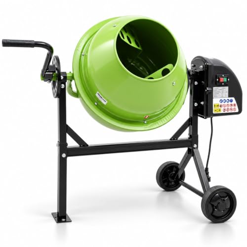 TRUTZHOLM Betonmischer 70 Liter Fassungsvermögen 275W / 230V Elektomischer 27,5 U/min Trommel Ø43 cm stabiler Stahlrahmen verzinkt mit Zahnkranz Guss Bau Garten Renovierung Beton Mörtel Zementmischer