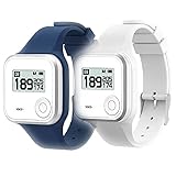 2pcs Silicone Watchband Adjustable Replacement Wristband Compatible with GolfBuddy Voice/Voice 2 Golf Rangefinder (Navy Blue_White)