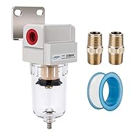 NANPU 1/4\ BSPP Druckluftfilter, 5 μm Messingelement, Metallhalterung, Poly Bowl, 10 Bar