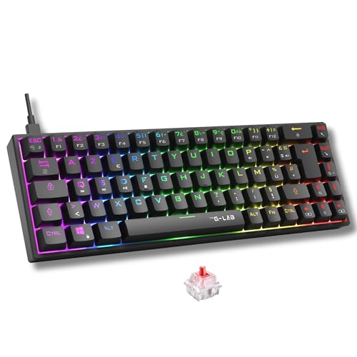 The G-Lab - Keyz Titanium - Teclado mecanico español 65% QWERTY, USB - Teclado Gaming con Switch Rojo, RGB Personalizable, Anti-ghosting, macros programables - para PC, PS4, PS5, Xbox - Nuevo (Negro)