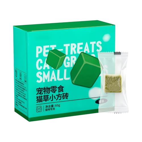 Gato de Grass de Dentición Snack - 60g Freeze seco de Dentición Chew Gato Grass Snack - Mejora la interacción Juguetes de Gato comestibles para Limpieza de Dientes para Balcón, Comedor