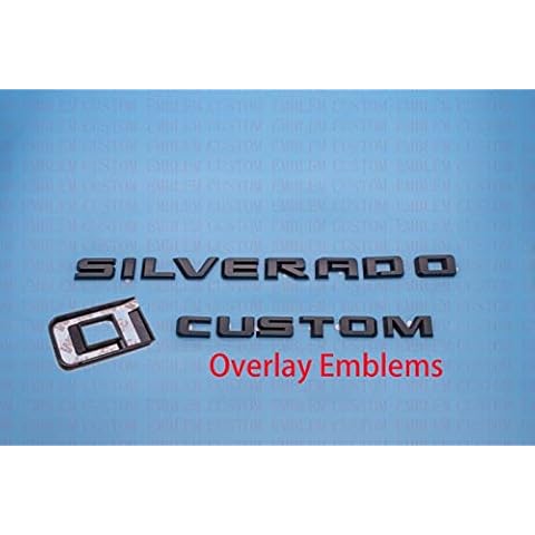 2Pcs 2019-2022 Matte Black Silverado Custom Emblem Nameplate Badge Kit Overlay Fit for Silverado Cover