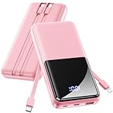 Portable Charger Power Bank - 20000mAh Battery Pack 22.5W Fast Charging Built-in Cable, Portable Phone Charger for iPhone All Models Samsung Android, Airline Friendly Travel Essentials, 1 Pack, red