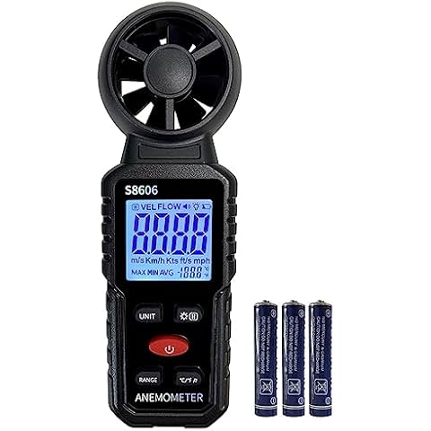 3 in 1 Handheld Anemometer Wind Speed Meter Gauge Speedometer Wind Level Tester Air Flow Meter Temperature Measuring Device Outdoor for Sailing Surfing Flying Shooting Cover