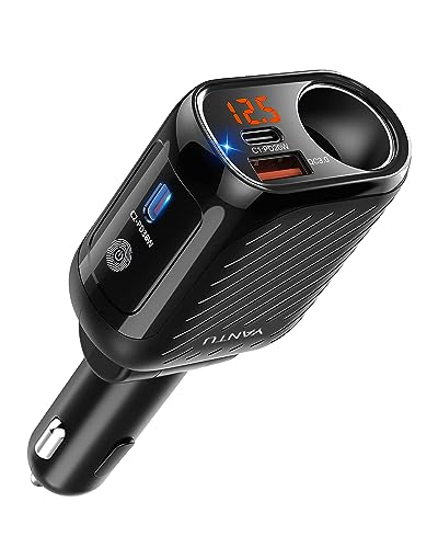 YANTU Cigarette Lighter Adapter 150W PD/QC Cigarette Lighter Usb Charger with 12V Usb Socket, 90° Flexible Rotation Car Cigarette Lighter Multi Socket with 3 Plug/Port Fast Charge for all Car Devices