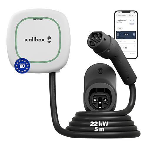 Wallbox Pulsar Max, Ladegerät für Elektrofahrzeuge (22 kW, Type 2, Wi-Fi, Bluetooth, OCPP, Innen/Außen, 5m, einfache Installation), Weiß