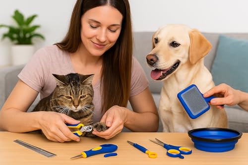 Groomie Roomie Deluxe 16-Piece Pet Grooming Kit with Carry Bag -Kit for Dogs & Cats – Quiet Clippers, Nail Grinder & Brushes - Image 10