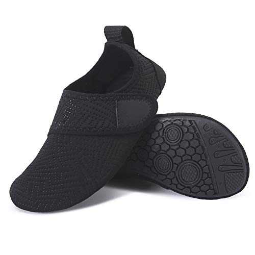 L-Run Kids Swim Shoes Quick Dry Boys Girls Barefoot Skin Aqua Socks Black 6-7=Eu22-23 #TOP3