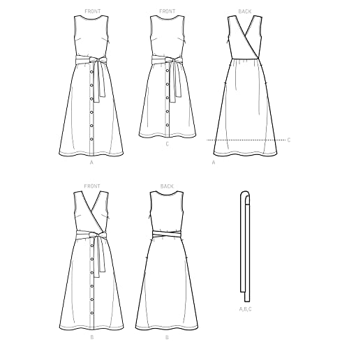 Patron Simplicity R10593 robe chic dos croisé haut de gamme