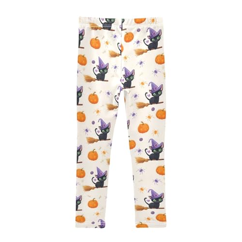 Cute Witch Cat Spider Pumpkin Girls Leggings Soft Stretch Workout Yoga Dance Pants for Kids Casual Tights2