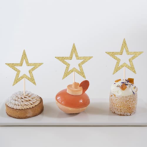 Kaoenla 24-Pack Stars Cupcake Toppers - Stars Wedding, Twinkle Little Stars Baby Shower, Happy Birthday, Bridal Shower, Vow Renewal, Anniversary Party Decorations #TOP1