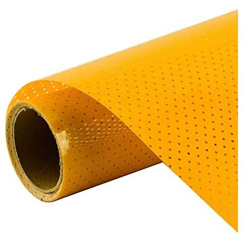 KISSWILL Mesh Hole HTV Heat Transfer Vinyl - 12 Inch x 5 Feet PU Punch Iron on Vinyl Rolls for T-Shir, HTV Vinyl for DIY Clothing (Sun Yellow) Cover