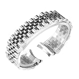 Tipo de cierre: ACERO VFEBTSD Correa de acero inoxidable macizo compatible con Rolex Datejust Day-Date Oyster Perpetual Date, correas plateadas 20 mm y 21(Silver-5,20mm)