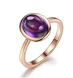 Amethyst Ring Women, Womens Fashion Rings Rose Gold 2.5ct Amethyst Purple Elegant R 1/2 for Wedding Promise Jewellery Gifts