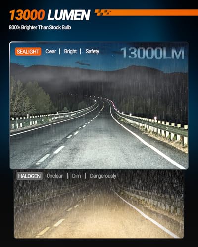 SEALIGHT H11/H16/H8 LED Fog Light Bulb or DRL, 13000LM 6500K White Light, 800% Brightness H11 LED Fog Lights, 60000HRS Lifespan 1:1 Replacement H8 H16 Fog Light Bulb, Pack of 2 - Image 3