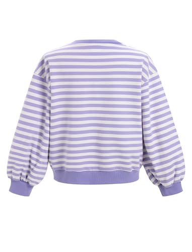 OBEEII Girls Striped Sweatshirt Long Sleeve Crewneck Sweatshirt Colorblock Oversized Pullover Top Spring Fall Casual Shirt2