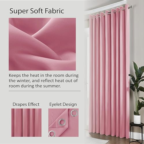 funky gadgets Blackout Curtains for Bedroom 108 Inch Drop Thermal Insulated Eyelet Curtains & Drapes Black Out Curtain for Kitchen, Living Room 2 Panels (90x108 Inch Pink) - Image 6