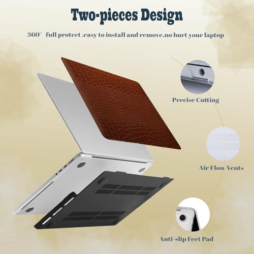 Carcasa MacBook Pro 15 efecto cocodrilo marrón con funda y protector teclado 4