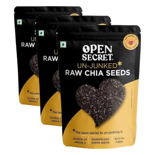 Image of Open Secret Premium Chia Seeds | 500g | Chia Seeds, Raw Handpicked Chia Seed for Eating, Healthy Snacks, Rich in Protein & Fiber with Omega - 3 & Antioxidants, Un-Junked Power Pack (Pack of 3)