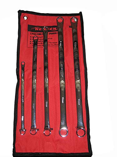 5PC EXTRA LONG FLAT SPANNER SET DOUBLE RING END METRIC 8 - 19MM 5 PIECE SET by Neilsen