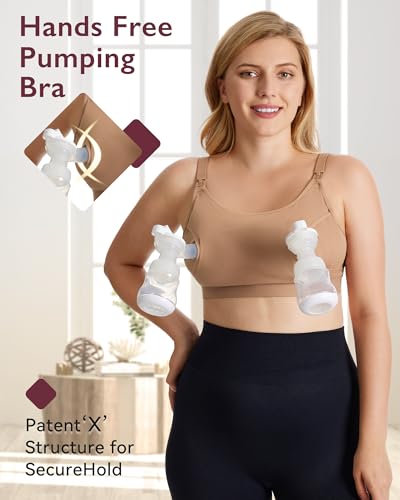 Image of Momcozy Hands Free Pumping Bra, Adjustable Breast-Pumps Holding and Nursing Bra, Pumping & Nursing Bra in One