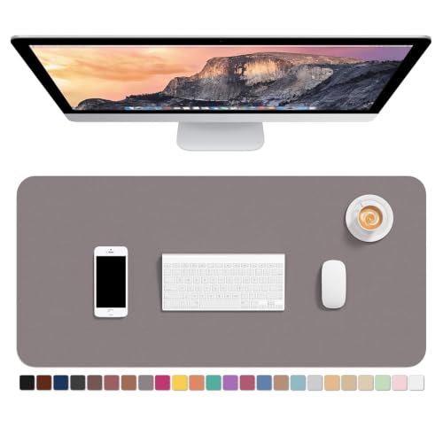 Hsurbtra Desk Pad, 30" x 14" PU Leather Desk Mat, XL Extended Mouse Pad, Waterproof Desktop Blotter Protector, Non-Slip Ultra Thin Large Laptop Keyboard Writing Mat for Office Home, Light Gray