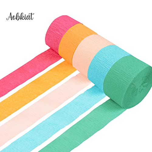 Aobkiat 5 Rolls Rainbow Streamers Crepe Paper Party Decorations Ribbon Paper For Wedding, Bachelorette Party, Birthday, Bridal/Baby Shower, Anniversary Party Backdrop Decorations #TOP1