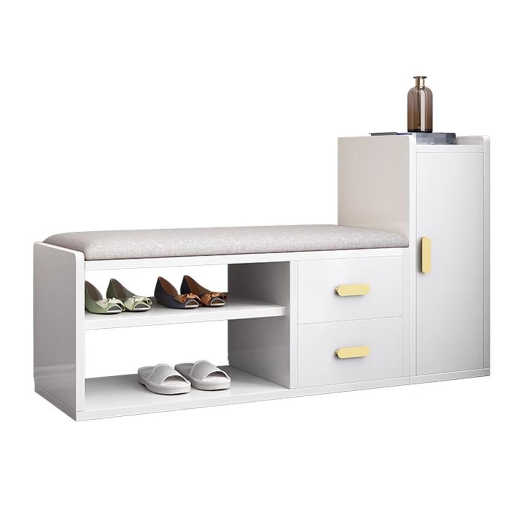 Aioneer Footstool For Front Door Entrance Wooden Shoe Changing Stool Can Sit Shoe Cabinet Home Door Shoe Rack Integrated Soft Bag Wearing Shoe Stool Storage Outdoor Bench Shoe Be-B-M 128cm